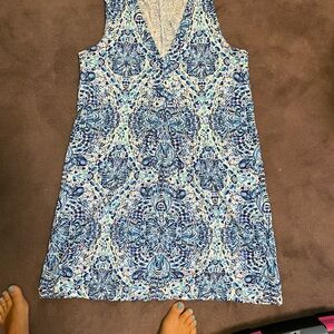 Lilly Pulitzer Blue and White Patterned Midi Dress